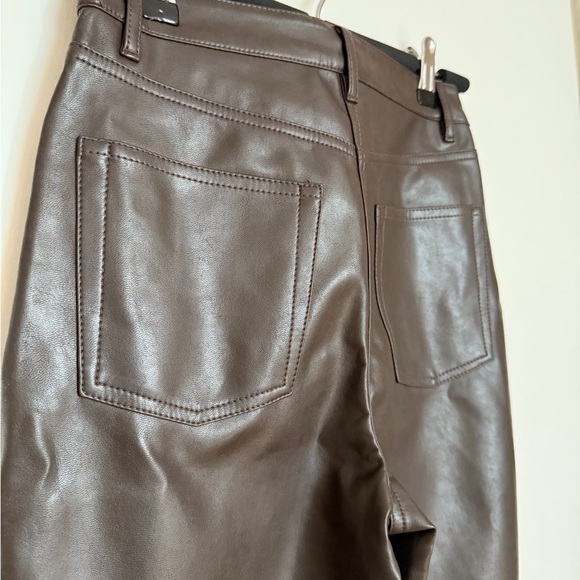 Aritzia Wilfred Melina Slim High Waisted Vegan Leather Pants Brown Chocolate - Picture 7 of 7